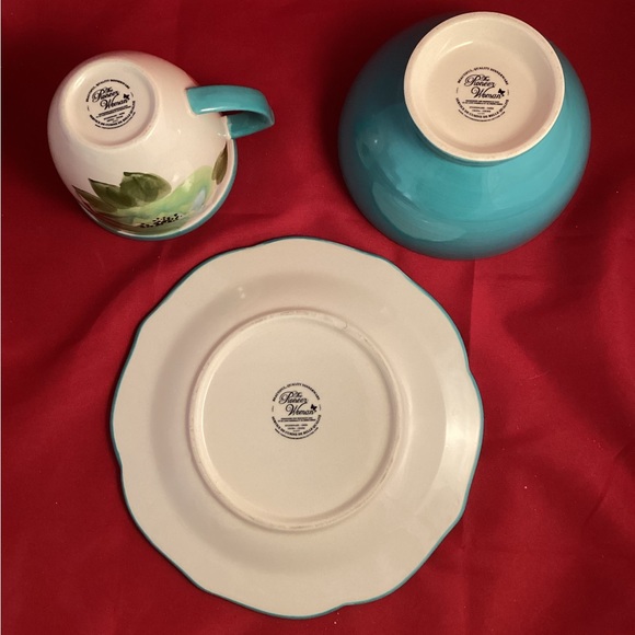 The Pioneer Woman Turquoise Floral Blossom Small Plate Bowl Mug - Picture 2 of 14